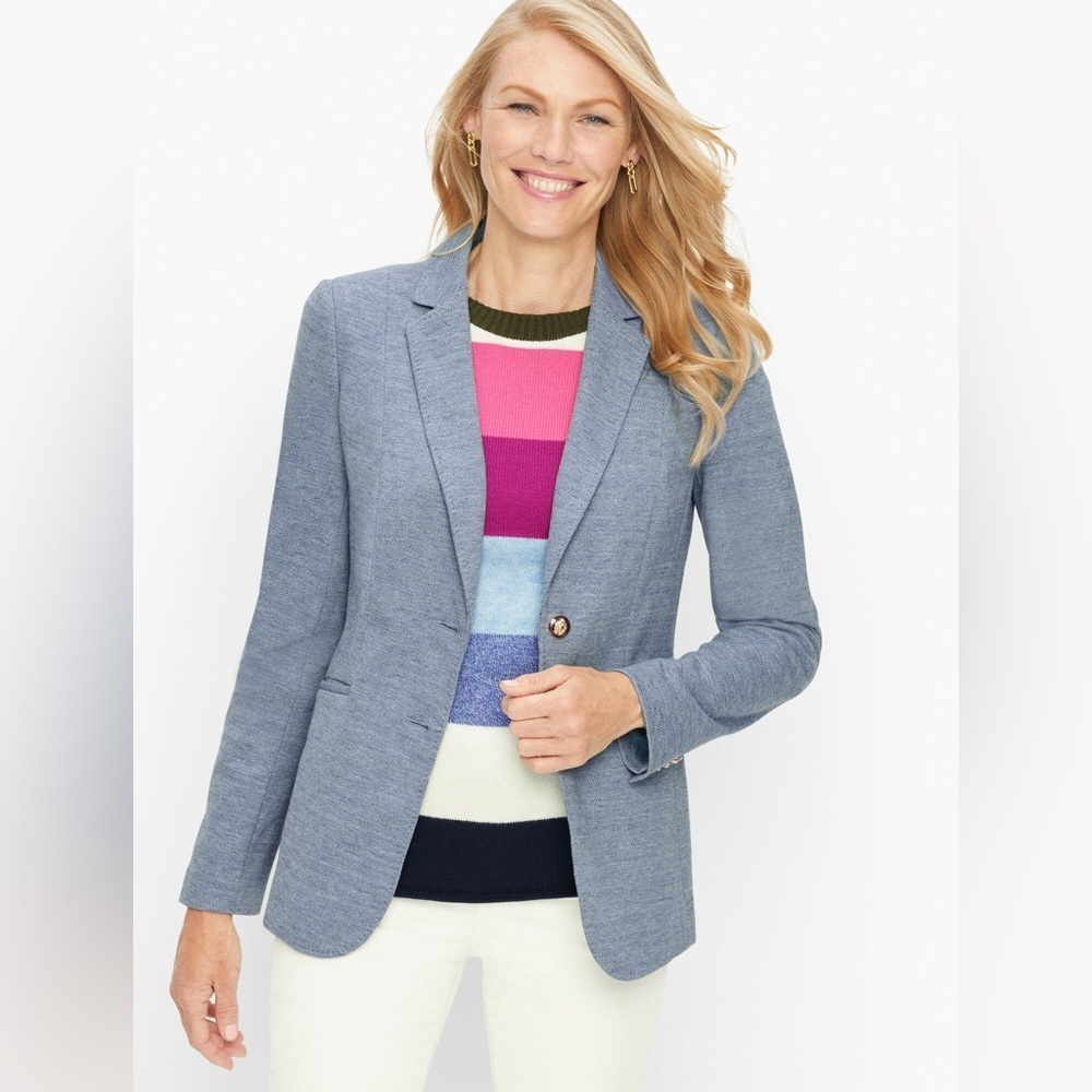 Talbots Women’s Light Blue Easy Knit Blazer size 12